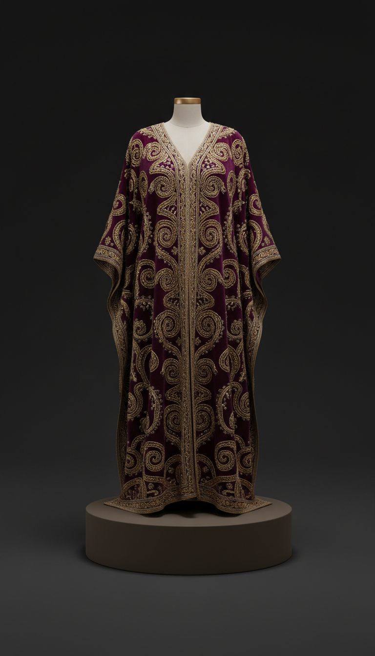 Plum Velvet Embroidered Kaftan