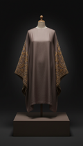 Smoked Taupe Silk Tunic with Ornate Sleeve Detail