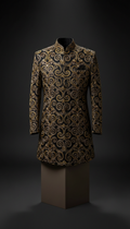 Midnight Onyx Gold-Threaded Sherwani Jacket